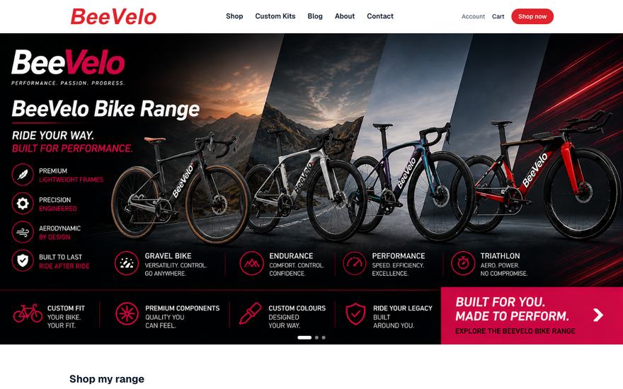 The BeeVelo website homepage