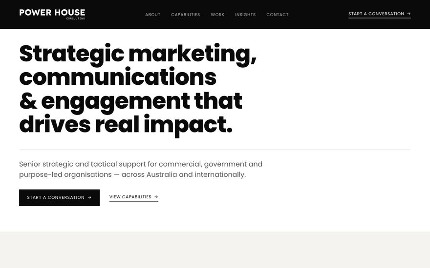 The Power House Consulting website homepage